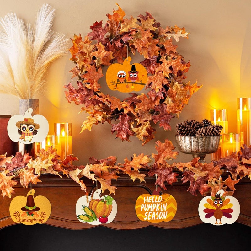 Sophena Wooden Pumpkins Ornaments to Paint Halloween Thanksgiving Decoration Cutouts Unfinished 24PCS 3.5 x 3 inches, DIY Blank Unfinished Pumpkin Wood Discs Ornament for Home Harvest Crafts Hanging Autumn De - Image 5